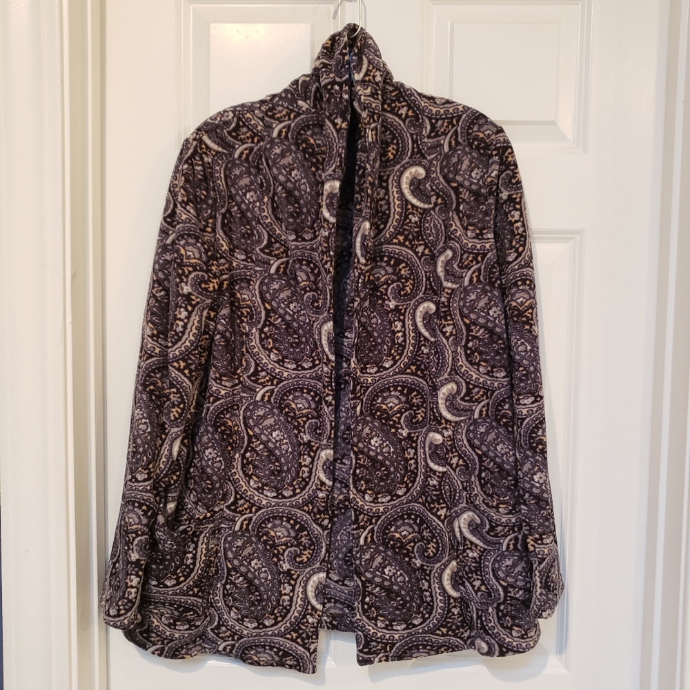 Liz Claiborne Paisley Fleece Cardigan Size XS